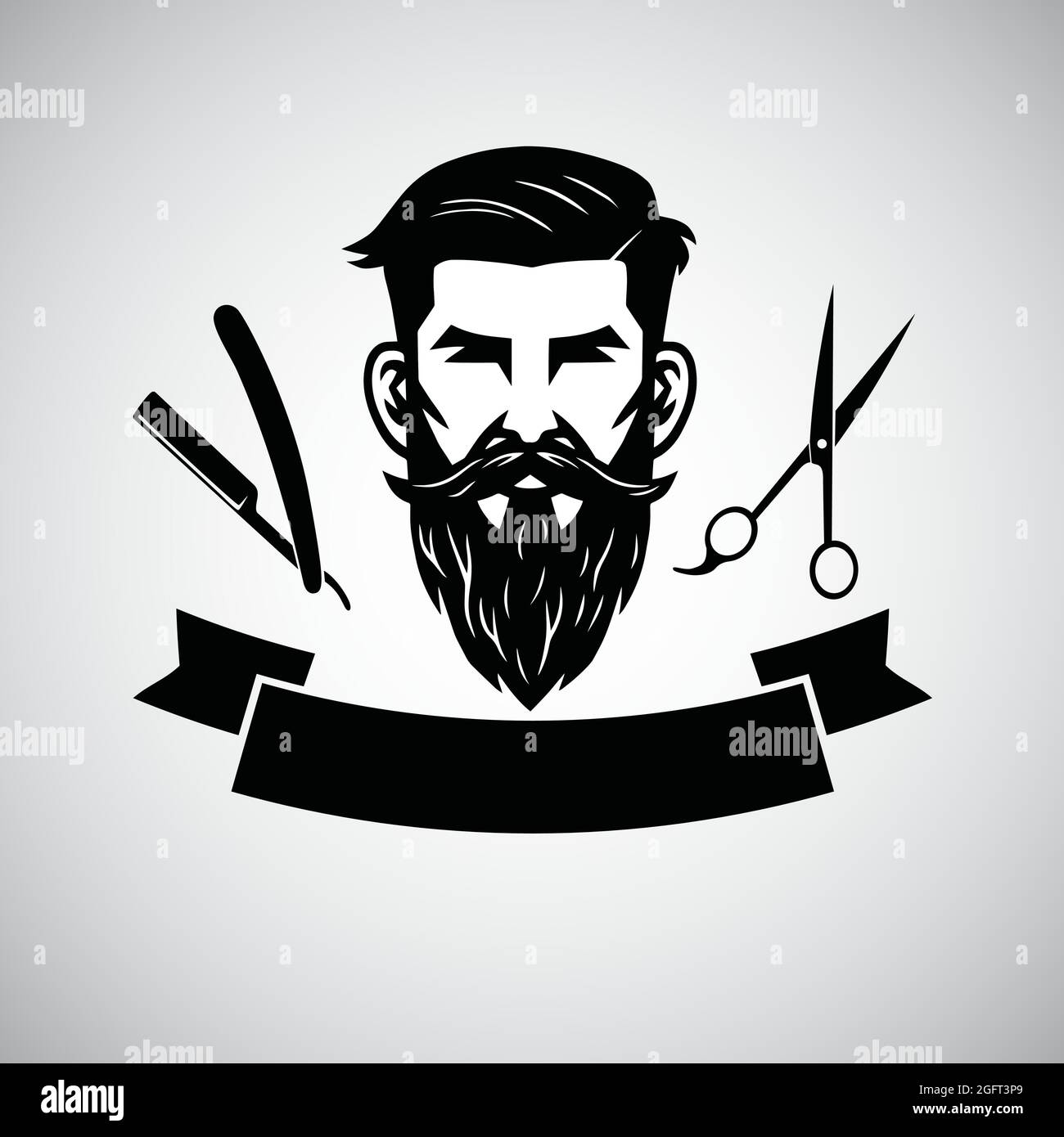 Modèle de logo Barbershop avec tête de culotte et ciseaux. Illustration vectorielle Illustration de Vecteur