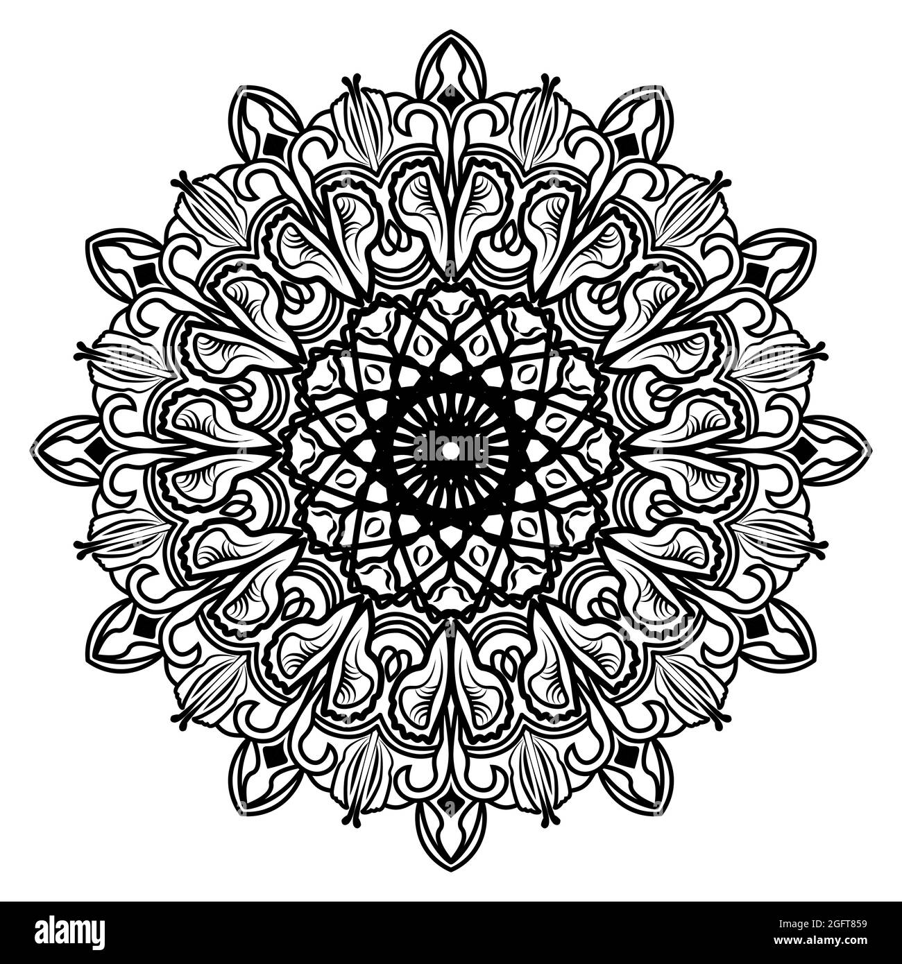 motif arabesque mandala représentant un élément géométrique islamique dessinant un motif floral avec des œuvres d'art au henné de style arabe Illustration de Vecteur