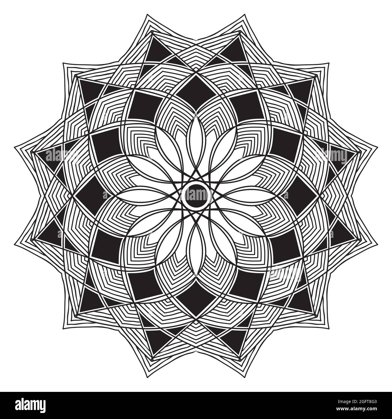 motif arabesque mandala représentant un élément géométrique islamique dessinant un motif floral avec des œuvres d'art au henné de style arabe Illustration de Vecteur