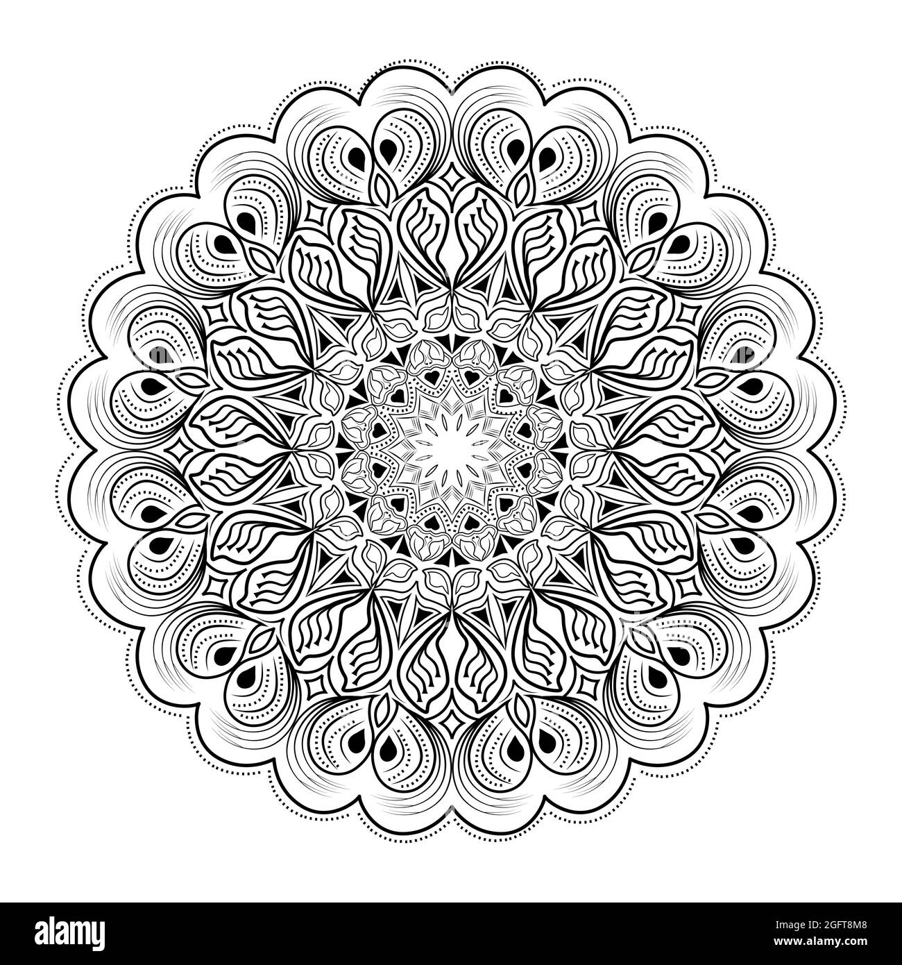 motif arabesque mandala représentant un élément géométrique islamique dessinant un motif floral avec des œuvres d'art au henné de style arabe Illustration de Vecteur