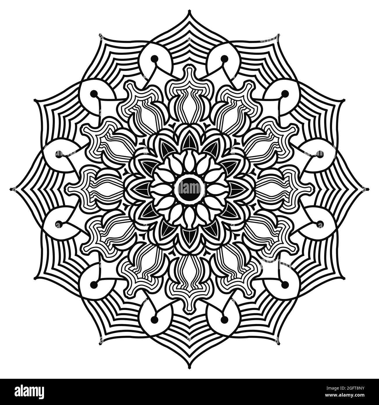 motif arabesque mandala représentant un élément géométrique islamique dessinant un motif floral avec des œuvres d'art au henné de style arabe Illustration de Vecteur