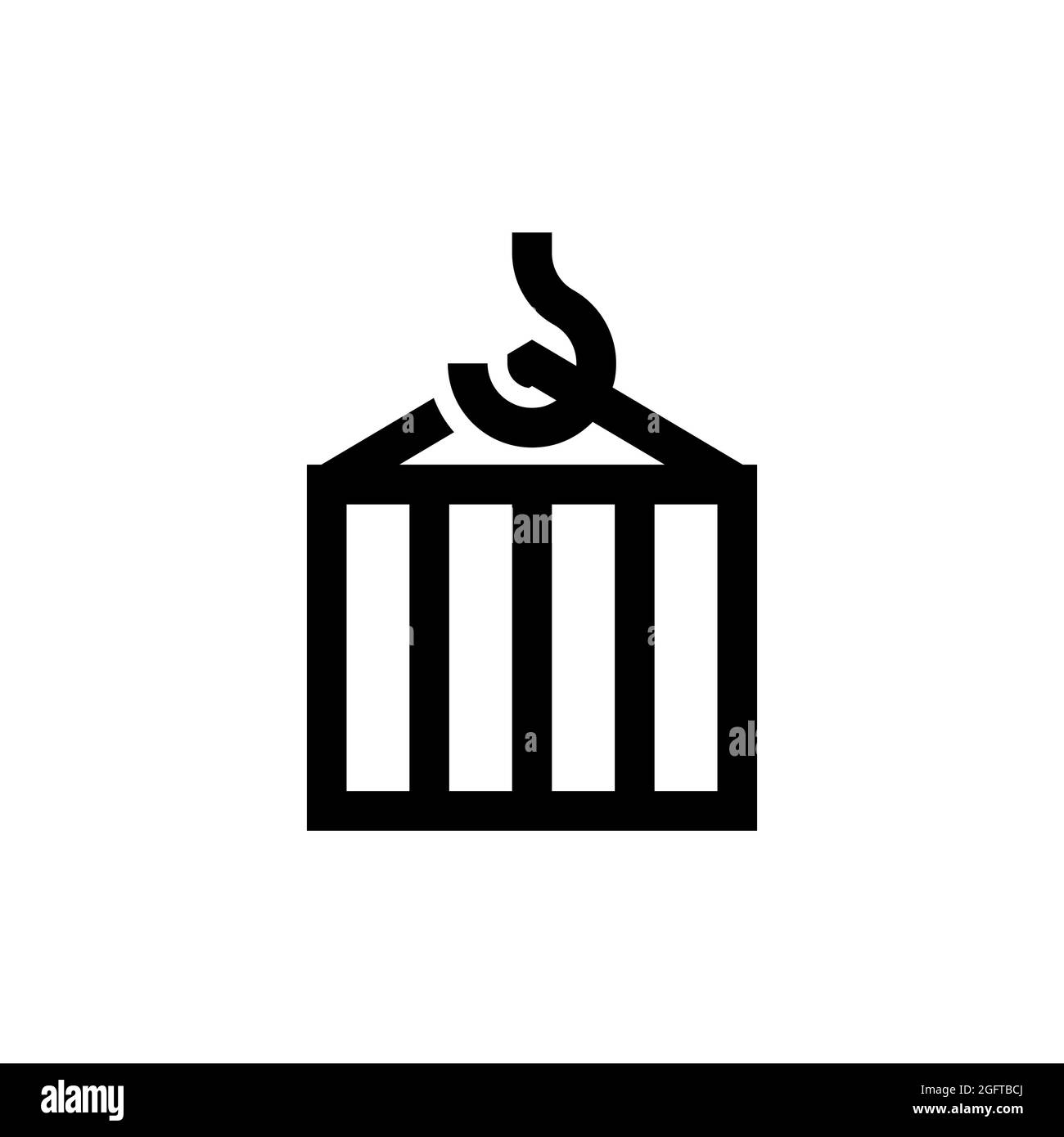 Conteneur surélevé avec chargement. Icône linéaire simple. Illustration vectorielle Illustration de Vecteur