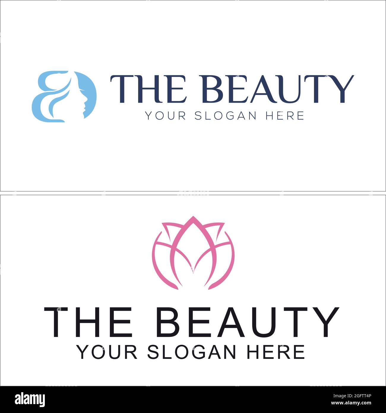 Le spa de beauté avec les cheveux femmes et le logo de fleur de lotus Illustration de Vecteur