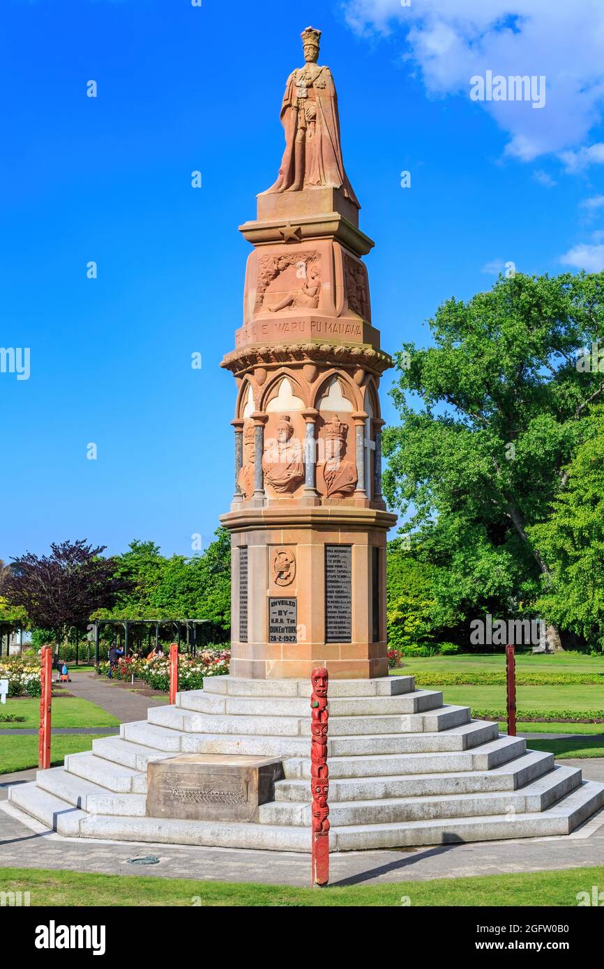 Le Mémorial de la guerre d'Arawa dans les jardins du Gouvernement, Rotorua (Nouvelle-Zélande), érigé en 1927 pour rendre hommage aux soldats morts pendant la première Guerre mondiale Banque D'Images