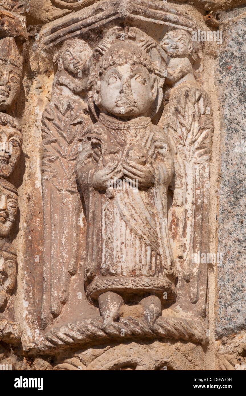 Italie, Lombardie, Pavie, Basilique San Michele Maggiore, façade détaillée Banque D'Images