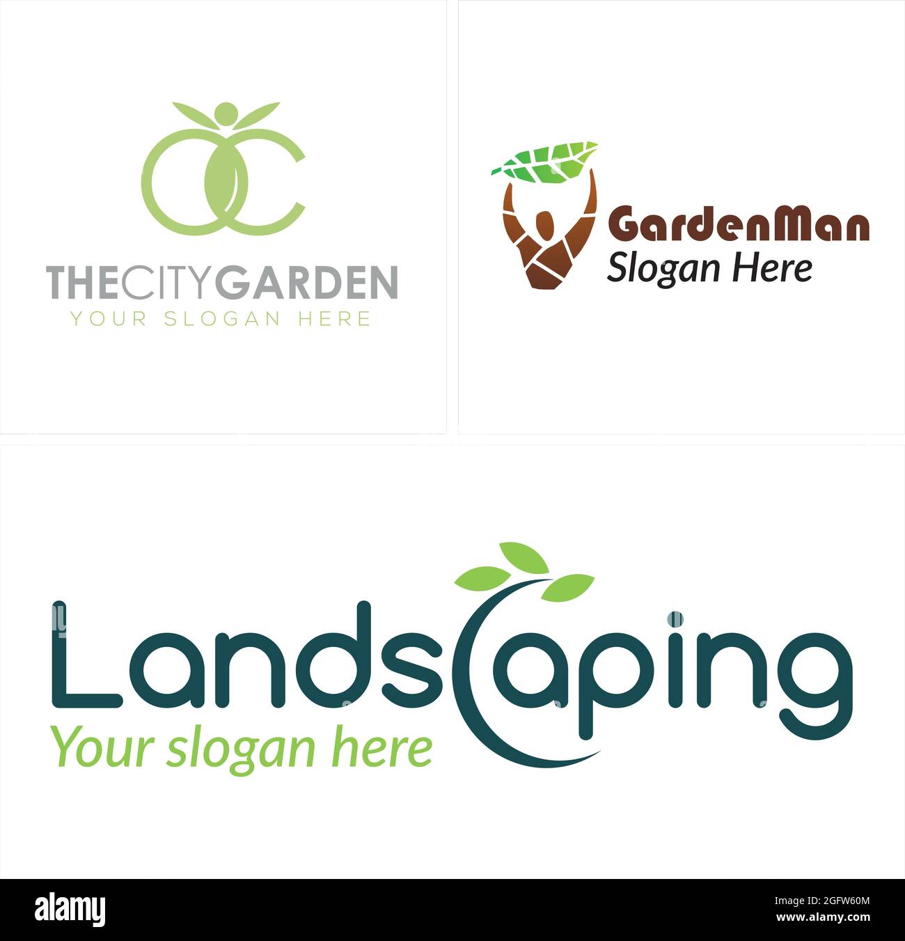 Logo d'icône de jardin de printemps avec vecteur de conception de plantes de feuilles Illustration de Vecteur
