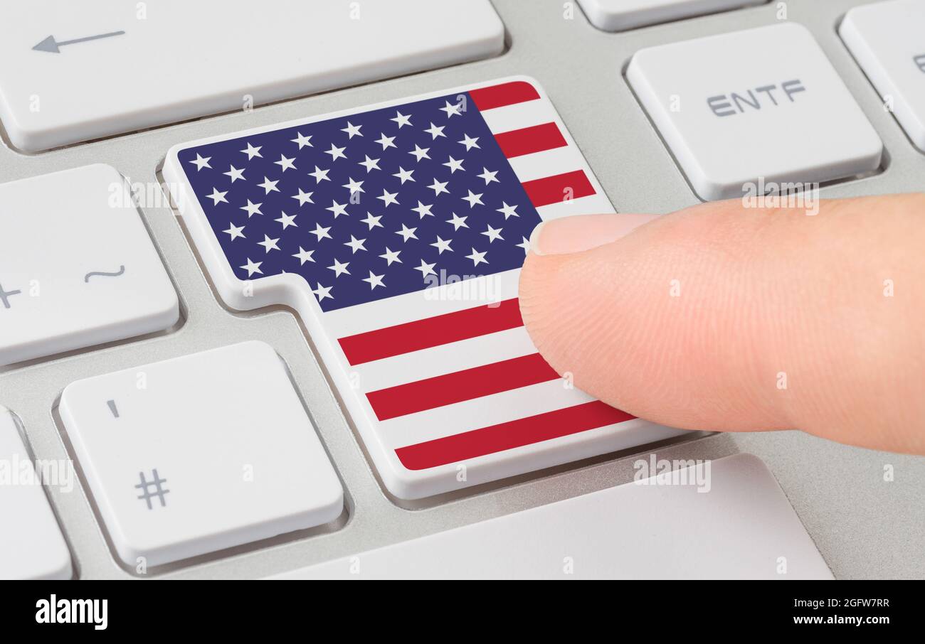 Un clavier avec un bouton étiqueté - drapeau des États-Unis d'Amérique  Photo Stock - Alamy