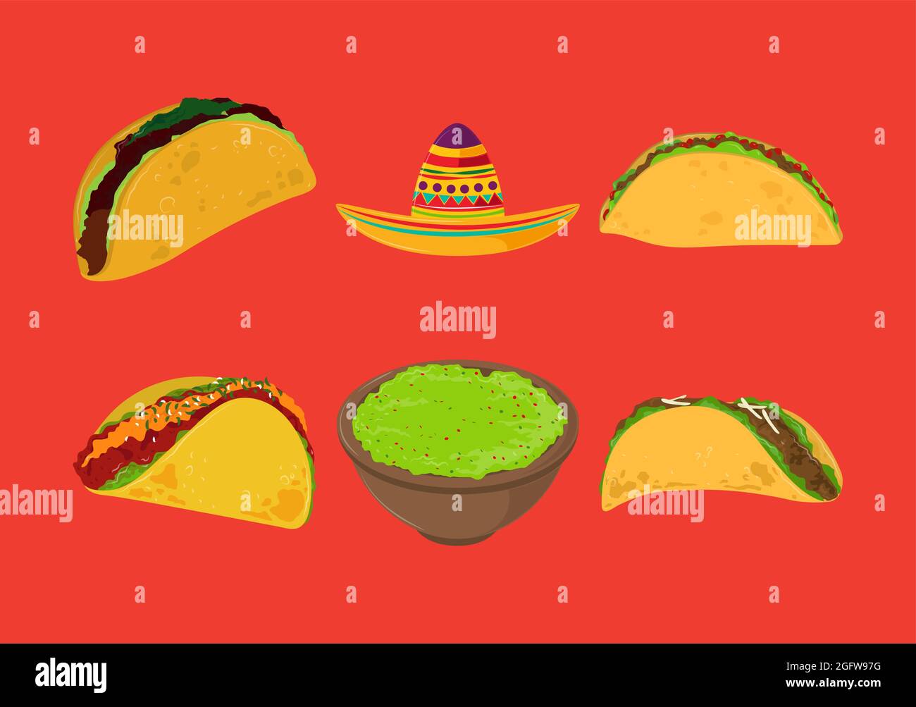 guacamole taco et chapeau Image Vectorielle Stock - Alamy