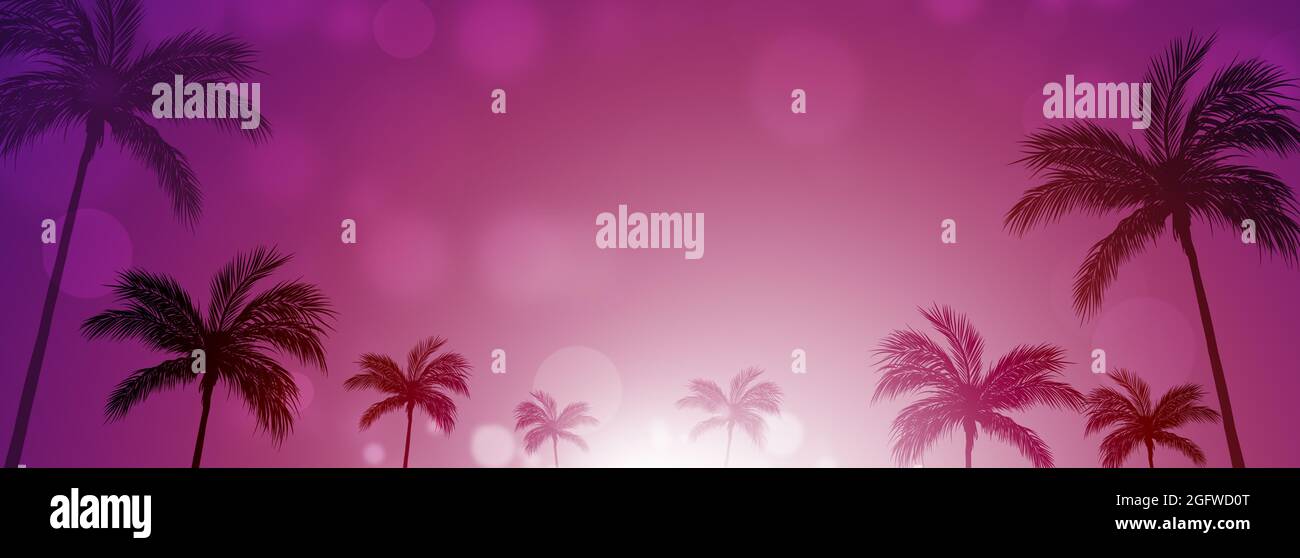 magnifique salon vue de rêve avec palmiers tropicaux dans le paysage de coucher de soleil. bannière exsotique chaude Banque D'Images