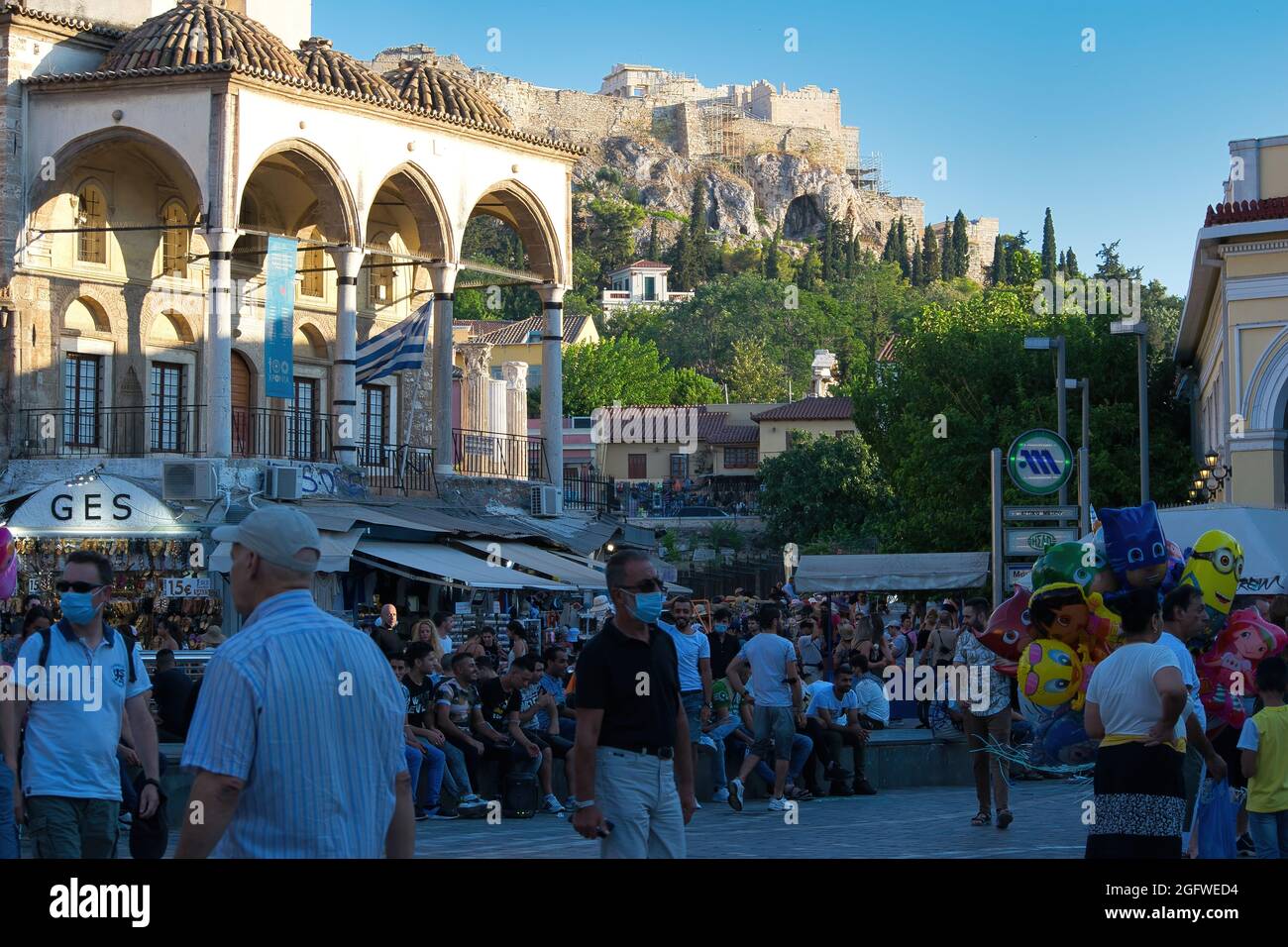 ATHÈNES, GRÈCE - 15 août 2021 : mosquée ottomane construite en 1759 sur la place Monastiraki, au centre d'Athènes. Sous l'Acropole, Grèce, août Banque D'Images