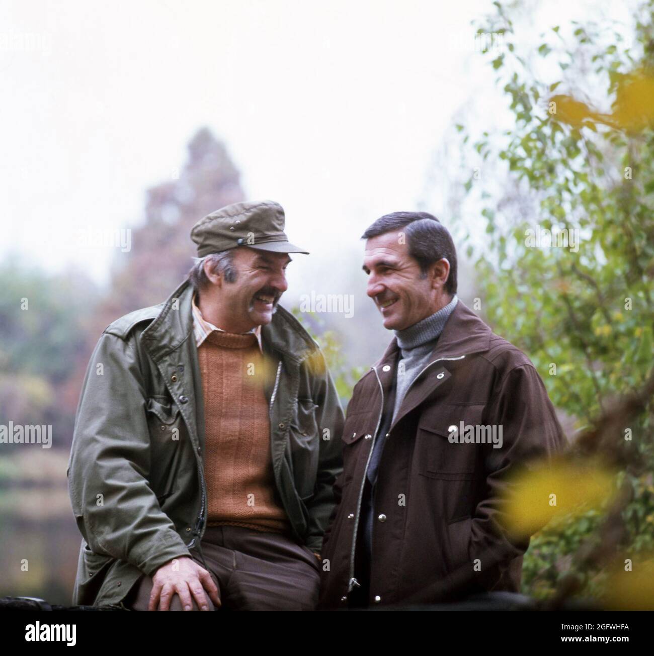 Acteurs roumains Ilarion Ciobanu & Gheorghe Dinica, env. 1980 Banque D'Images