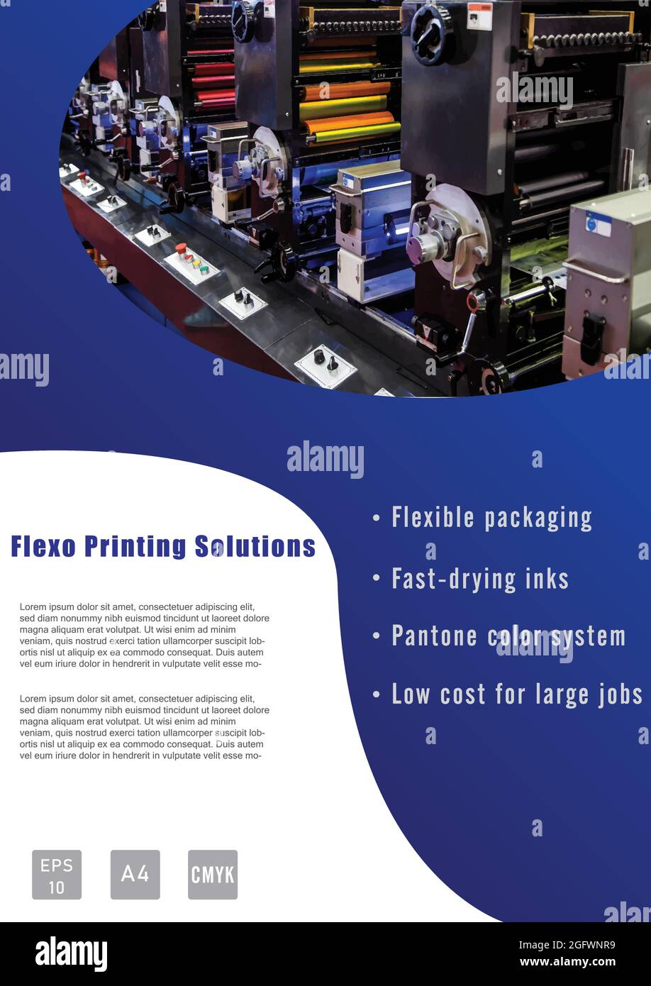 Modèle d'impression industrielle au format A4. Impression flexo rapport de publicité brochure couverture de livre et brochure. Vecteur et illustration de Illustration de Vecteur