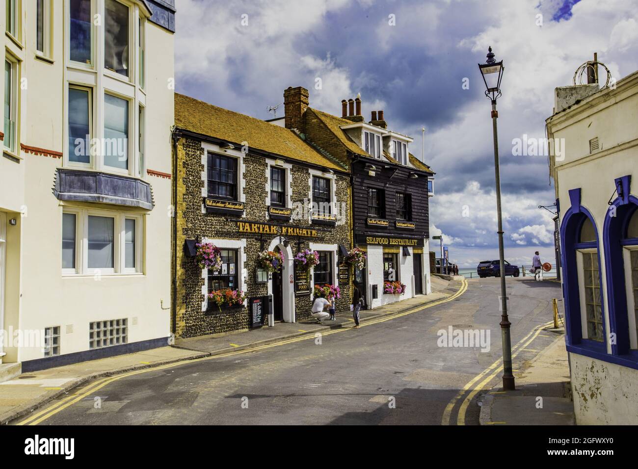 BROADSTAIRS, ROYAUME-UNI - 25 février 2018 : restaurant de fruits de mer dans la ville côtière de Broadstairs, Thanet, Kent, Royaume-Uni Banque D'Images