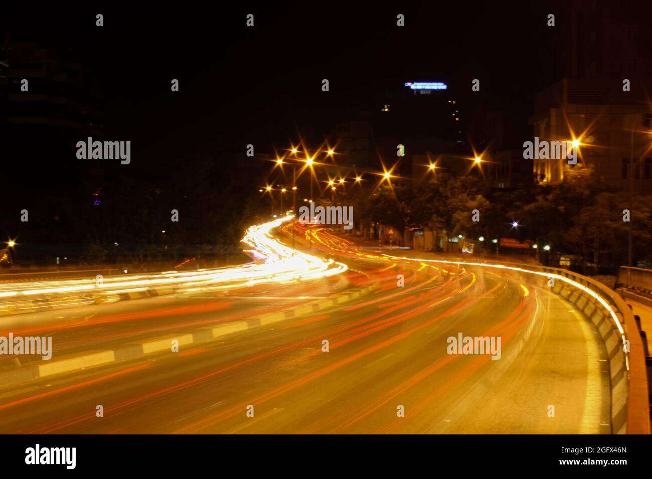 La scène time-lapse sur le pont Khanh Hoi, Ho Chi Minh ville, Vietnam Banque D'Images