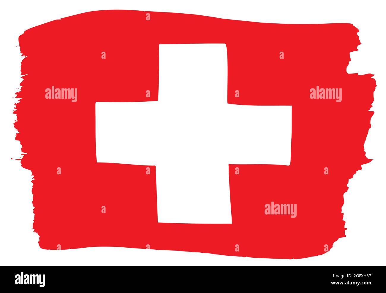 Drapeau suisse trait de pinceau. Esquisse dessinée à la main Illustration vectorielle Illustration de Vecteur
