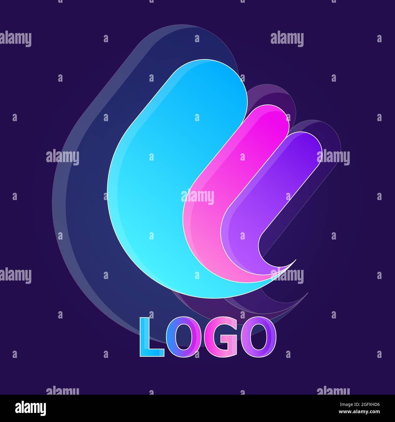 Illustration vectorielle du logo abstrait avec Golden ratio sur fond bleu. Illustration de Vecteur