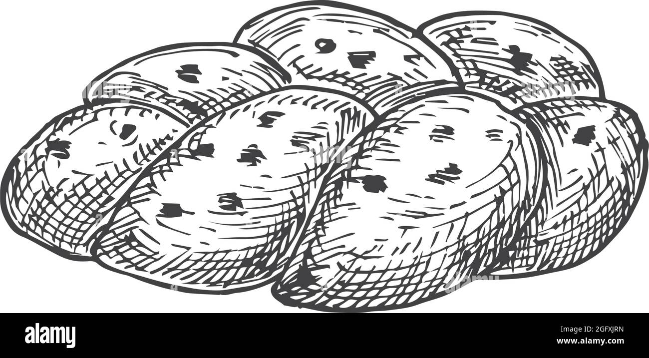 Esquisse Vector Bakery. Illustration du pain Chla dessinée à la main. Isolé Illustration de Vecteur