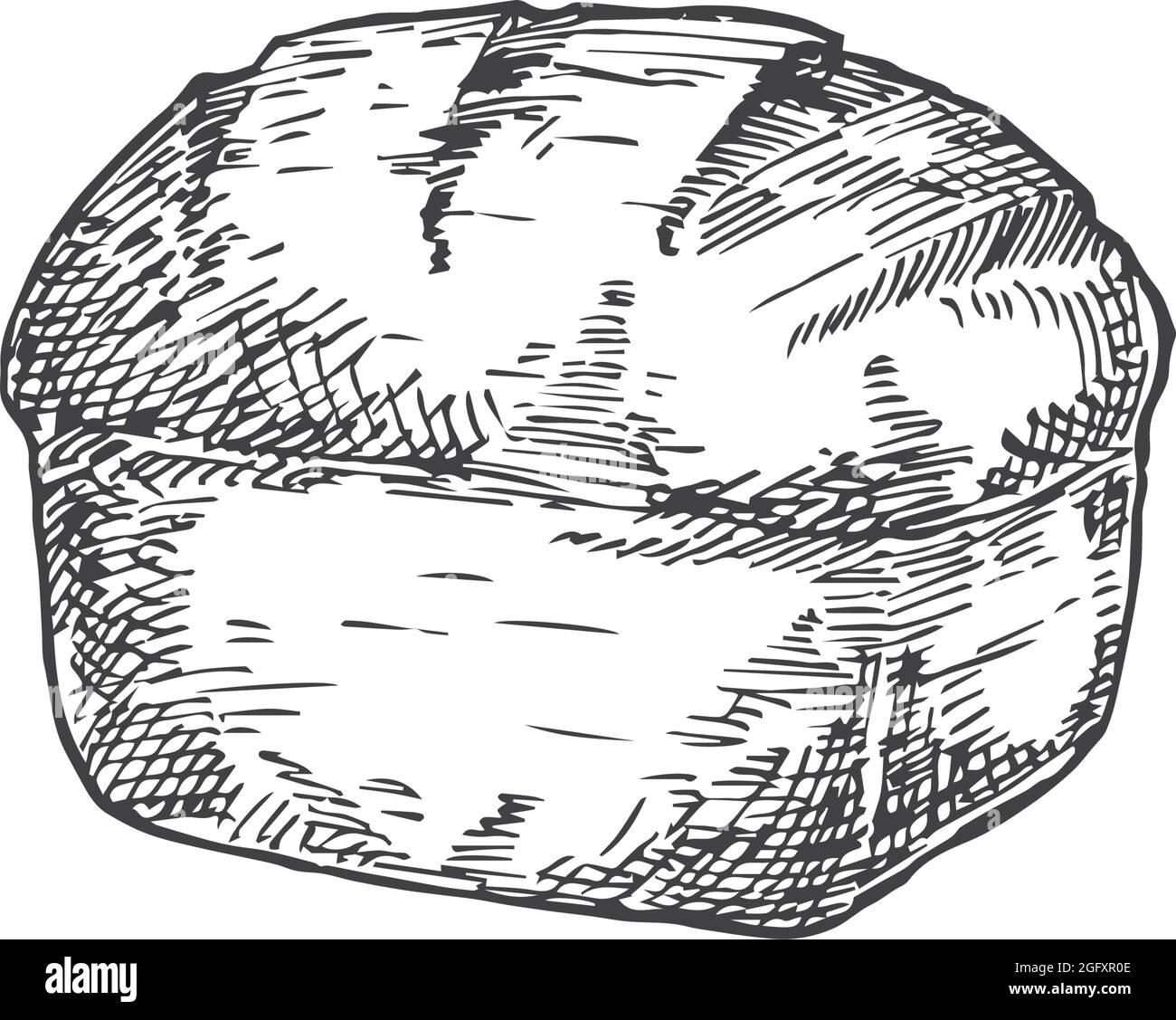 Esquisse Vector Bakery. Illustration dessinée à la main d'un brique de pain. Isolé Illustration de Vecteur