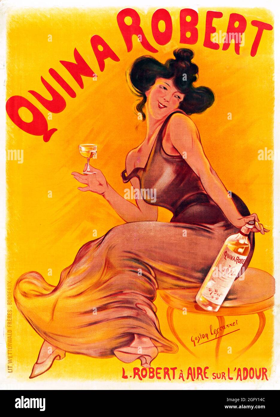 Cliquez sur affiche alcool français vintage - apéritif Quina Robert Banque D'Images