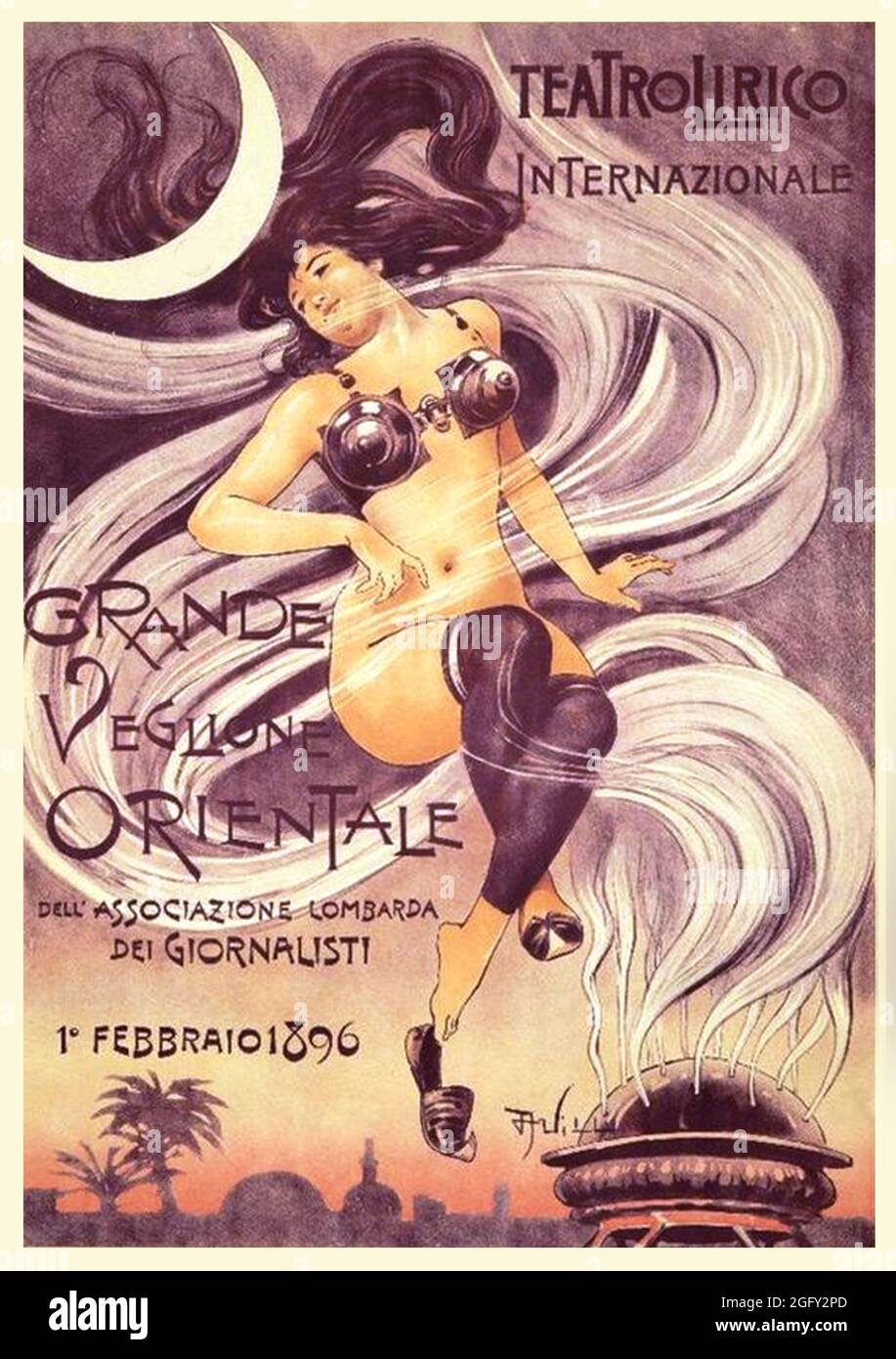 Cliquez sur affiche de divertissement italien vintage - Oriental ball au Teatro Lirico internationale, 1896 Banque D'Images