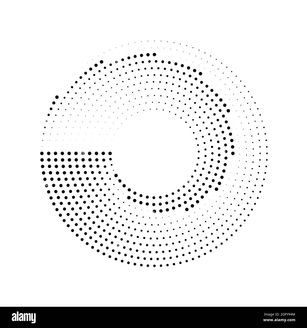 Lignes en pointillés noires courbes abstraites. Élément de conception demi-ton pour cadre de bordure, logo rond, tatouage, signe, symbole, pages web, impressions, modèle, motif Illustration de Vecteur