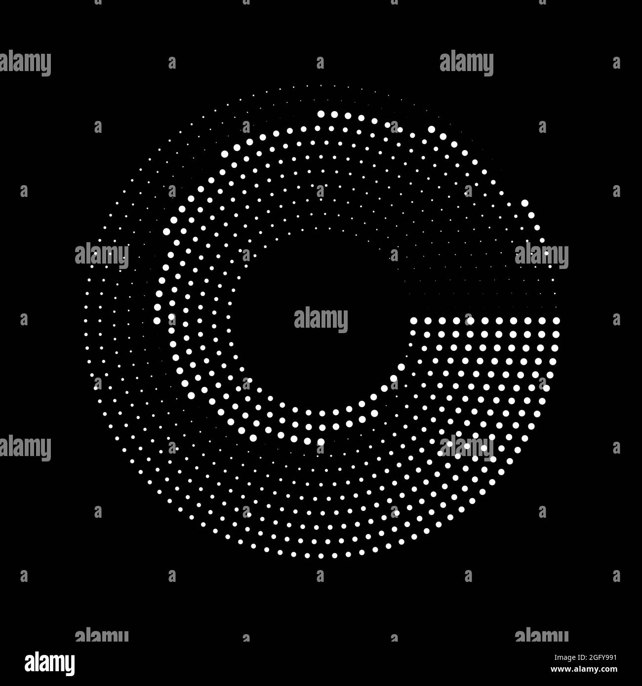 Lignes pointillées blanches courbes abstraites. Élément de conception demi-ton pour cadre de bordure, logo rond, tatouage d'occultation, signe, symbole, pages web, impressions, arrière-plan Illustration de Vecteur