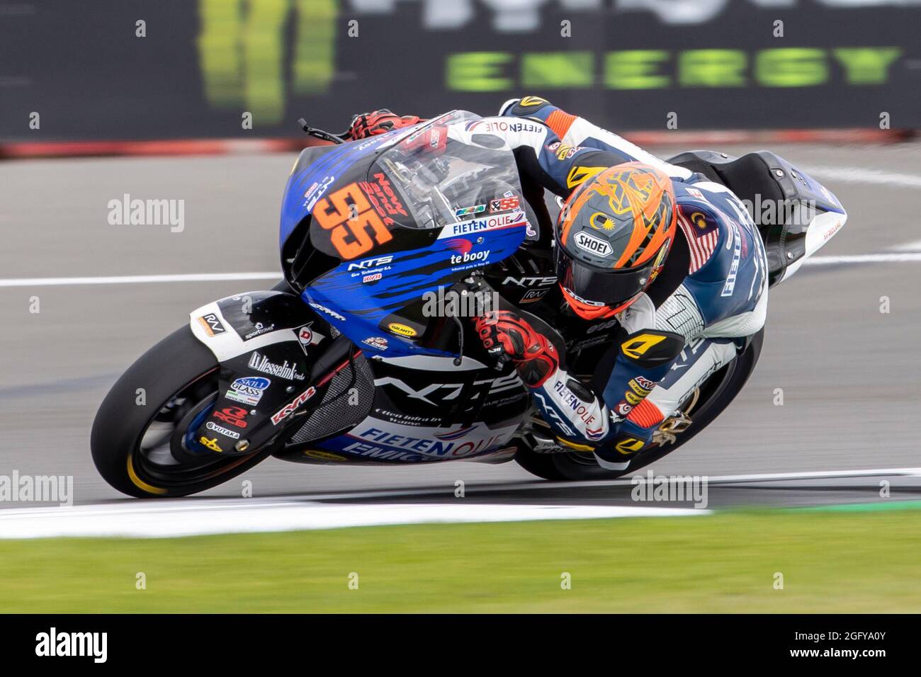 Circuit Silverstone Silverstone Northamptonshire Royaume Uni 27 Aout 21 Motogp Grand Prix Britannique Practice Day Nts Rw Racing Gp Rider Hafizh Syahrin Sur Son Nts Nh7 Dans La Categorie Moto2 Credit Action Plus