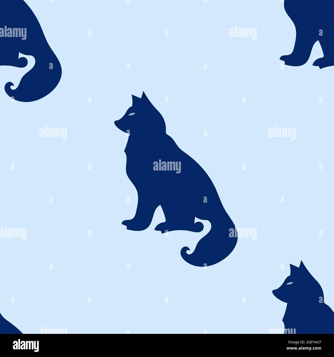 Motif sans couture avec silhouette de loup ou de chien. Illustration de Vecteur
