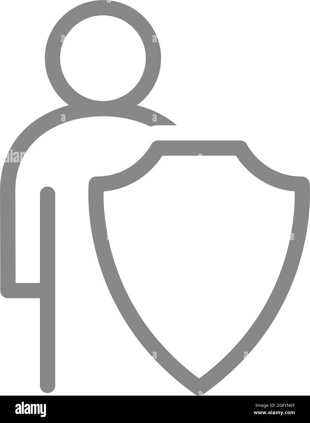 Écran de protection et icône de ligne humaine. Sécurité personnelle, protection du corps, protection des personnes Illustration de Vecteur