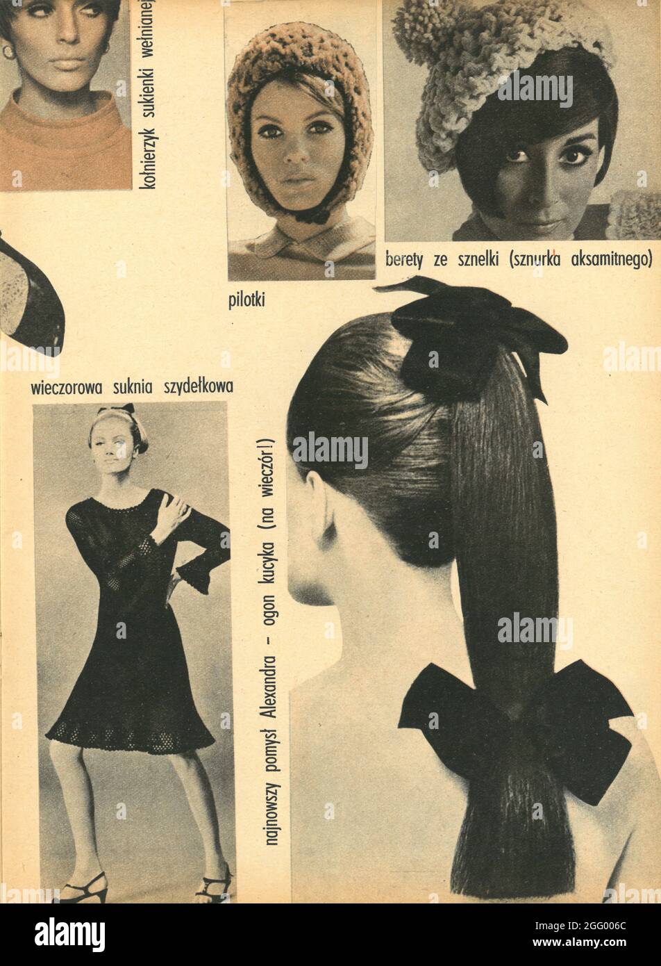 Vintage mode photographie rétro photo collage écrêtage années 1960 années 1970 zdjęcie modowe vintage wycinek z gazety centerfold Banque D'Images