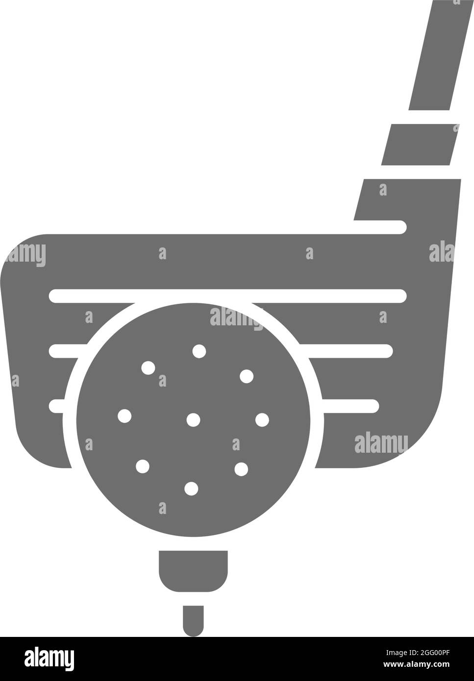 Balle de golf avec putter, icône de sport anglais traditionnel gris. Illustration de Vecteur
