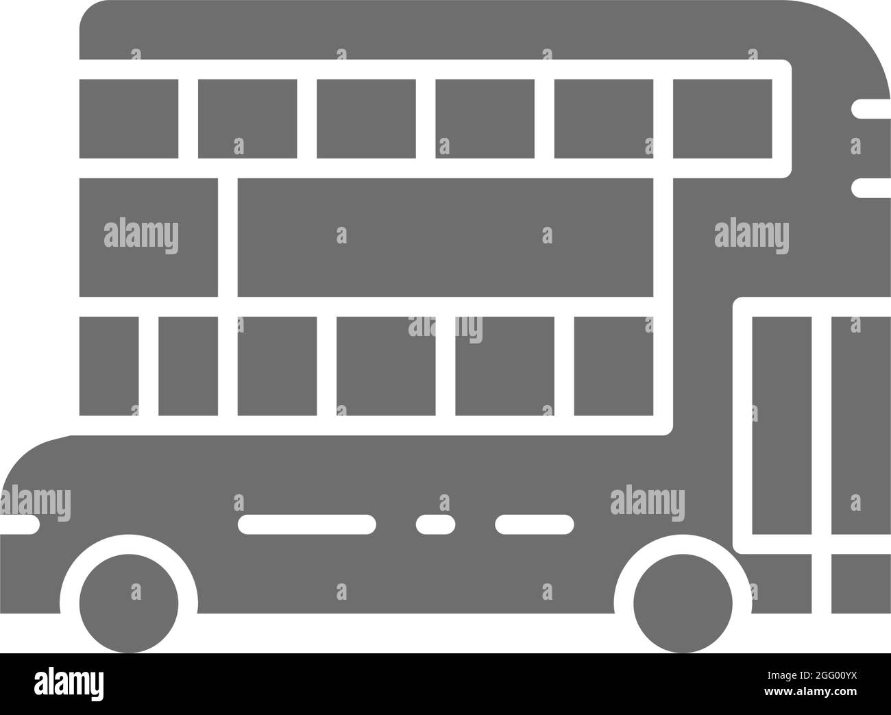 Bus à impériale de Londres, icône grise des transports en commun traditionnels. Illustration de Vecteur