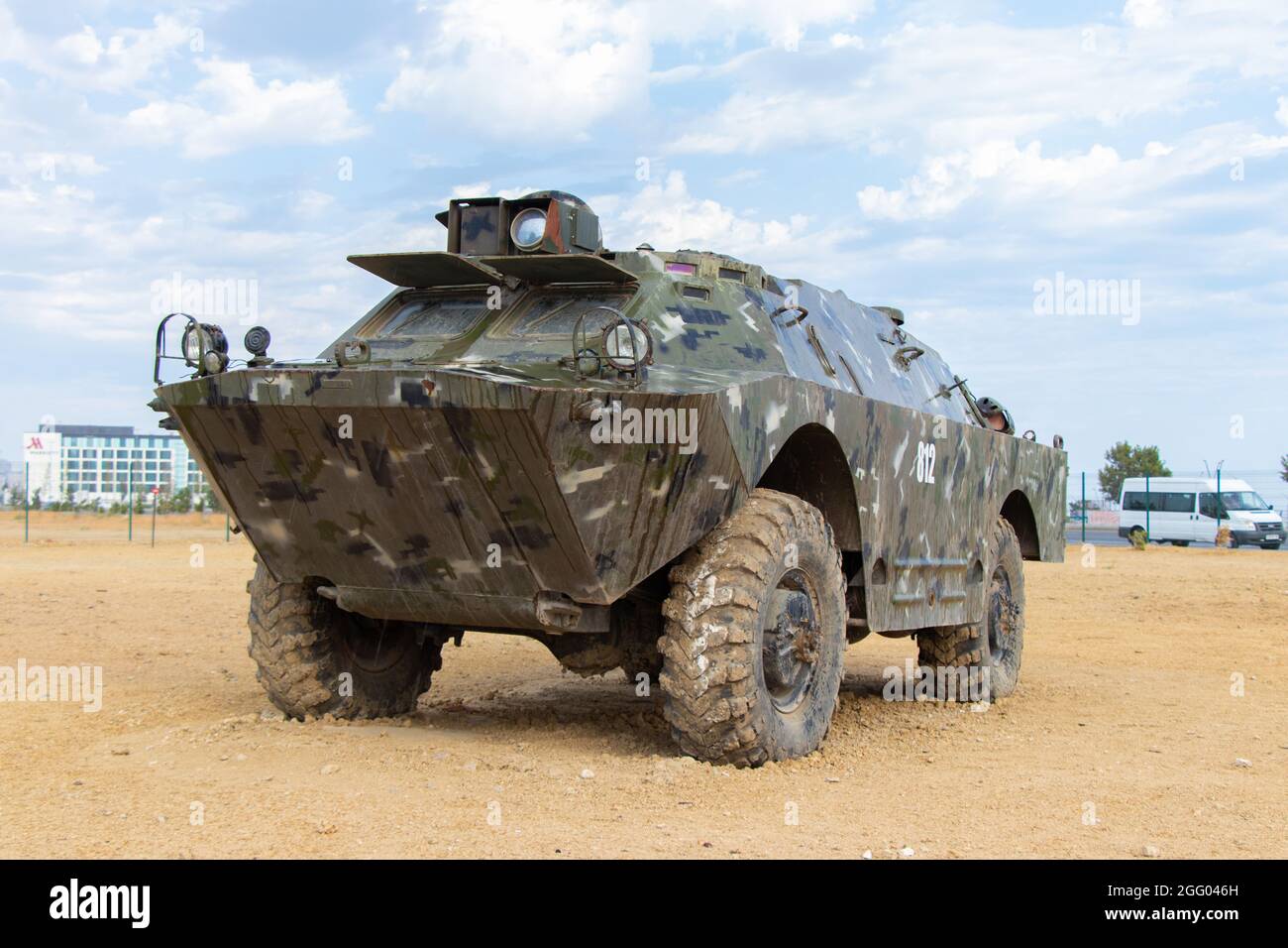Le BRDM-2 est une patrouille amphibie blindée utilisée par la Russie et l'ancienne Union soviétique. Bakou - Parc des trophées militaires Banque D'Images