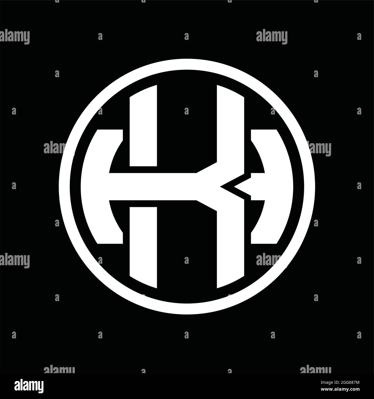 Monogramme KH logo avec modèle de style vintage superposé Illustration de Vecteur