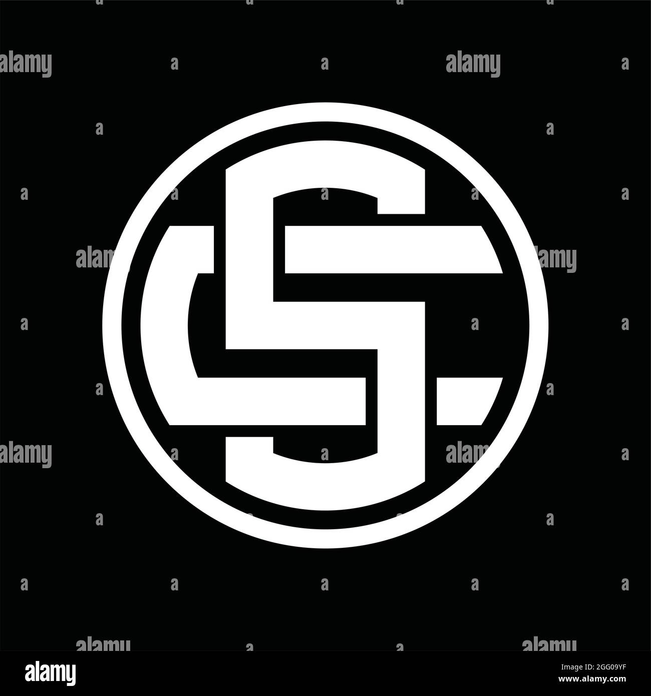 Monogramme SC avec modèle de style vintage qui se chevauche Illustration de Vecteur