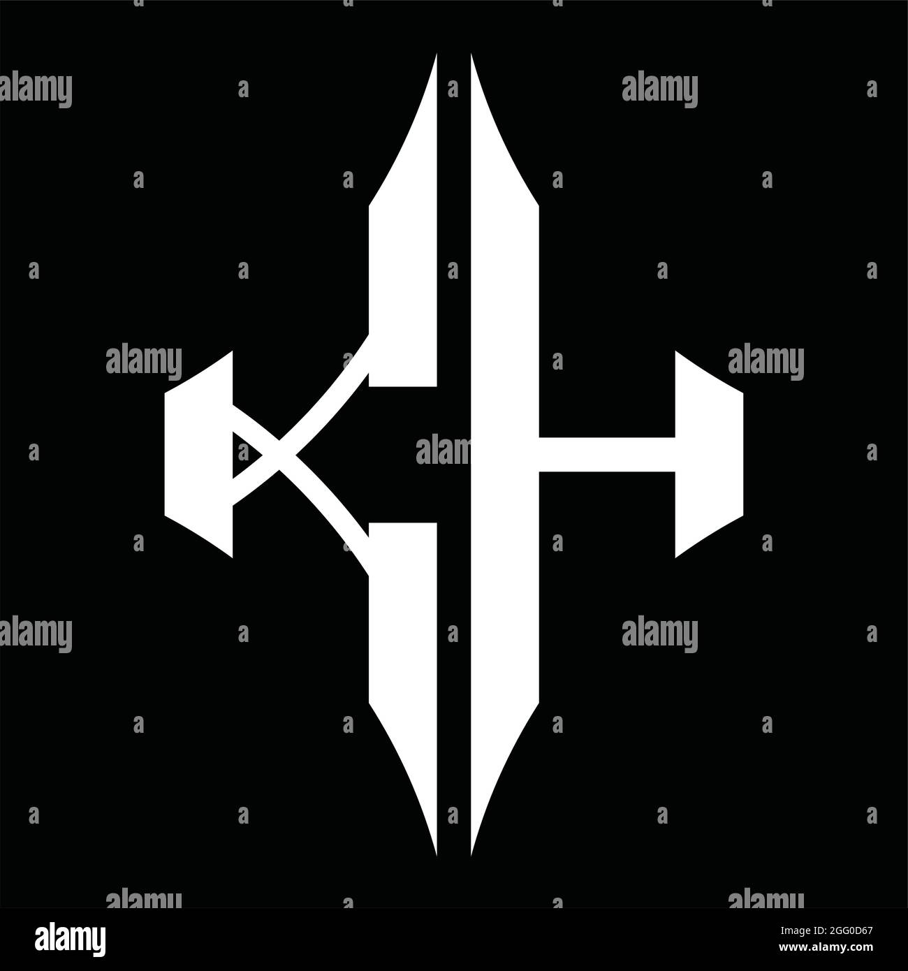 Monogramme KH logo avec modèle de style vintage superposé Illustration de Vecteur