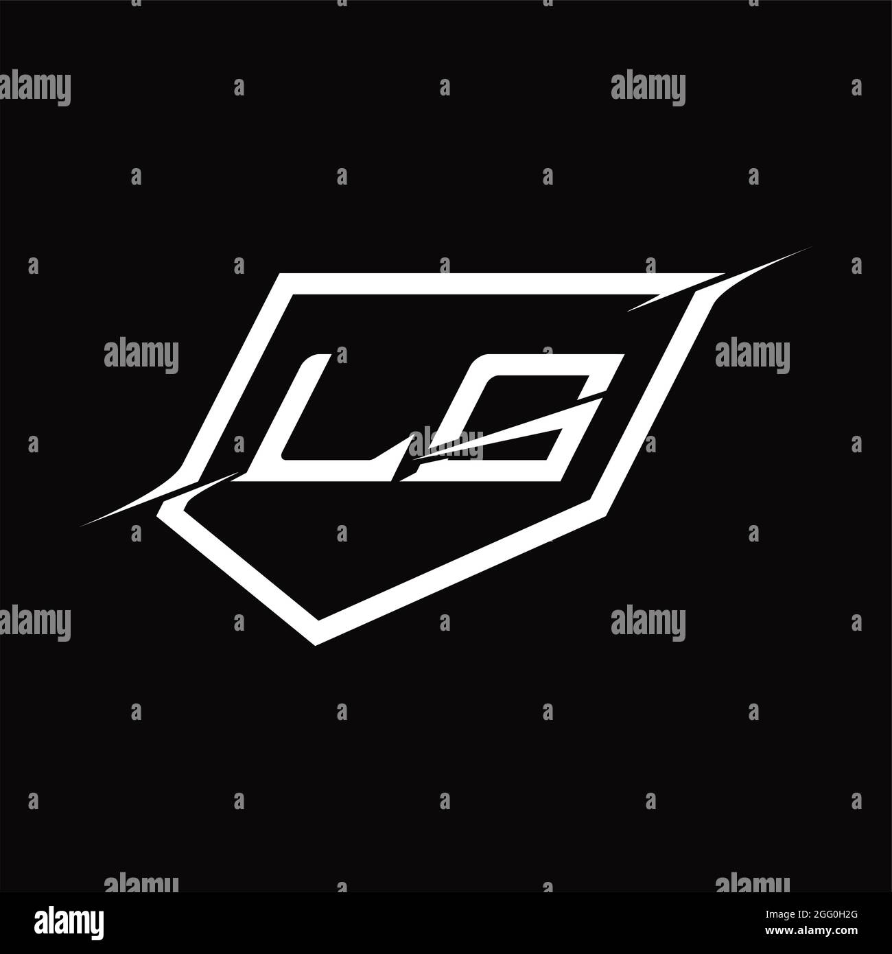 Logo LG monogramme avec tranche centrale sur fond noir Illustration de Vecteur