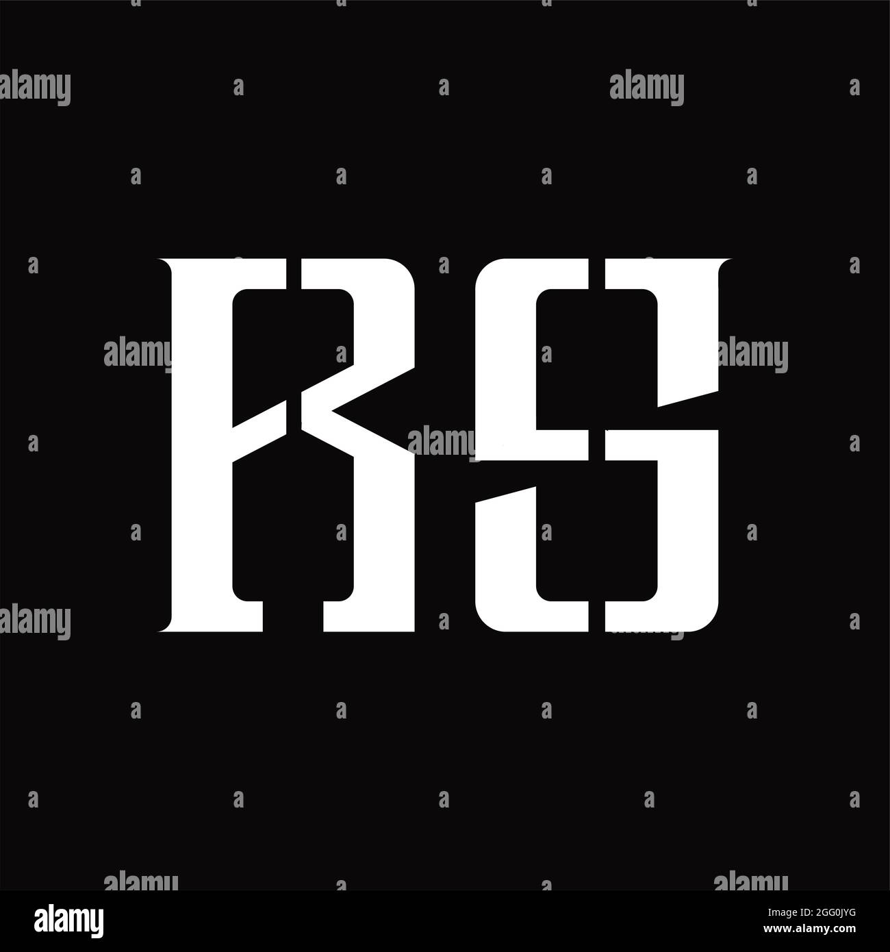 Monogramme RS avec tranche centrale sur fond noir Illustration de Vecteur