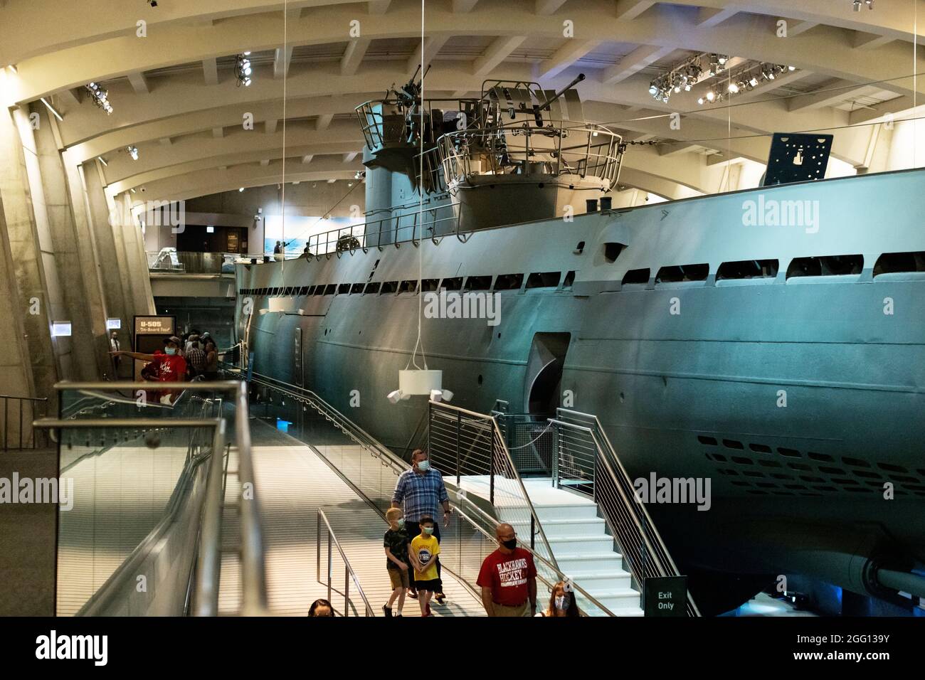 Le sous-marin allemand U-505 (U-boat) exposé au Museum of Science and Industry de Chicago, Illinois, États-Unis. Banque D'Images