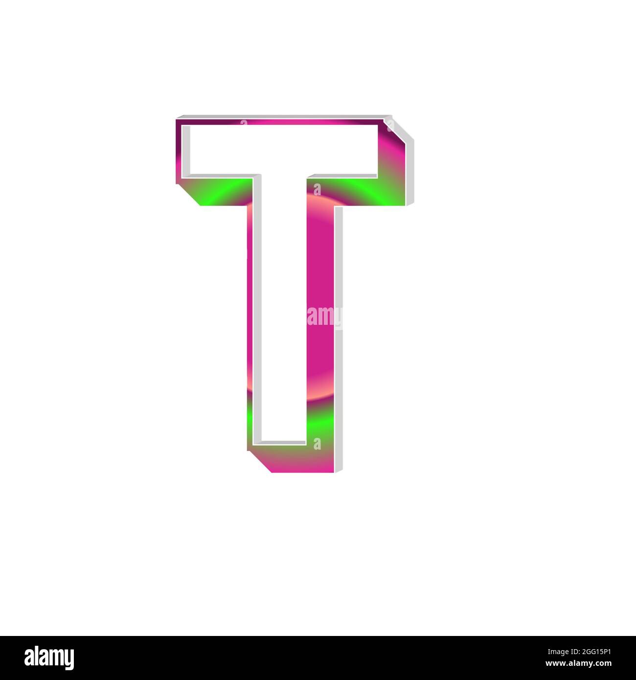 Lettre majuscule lettre T texture colorée 3D abstraite beau fond blanc Banque D'Images