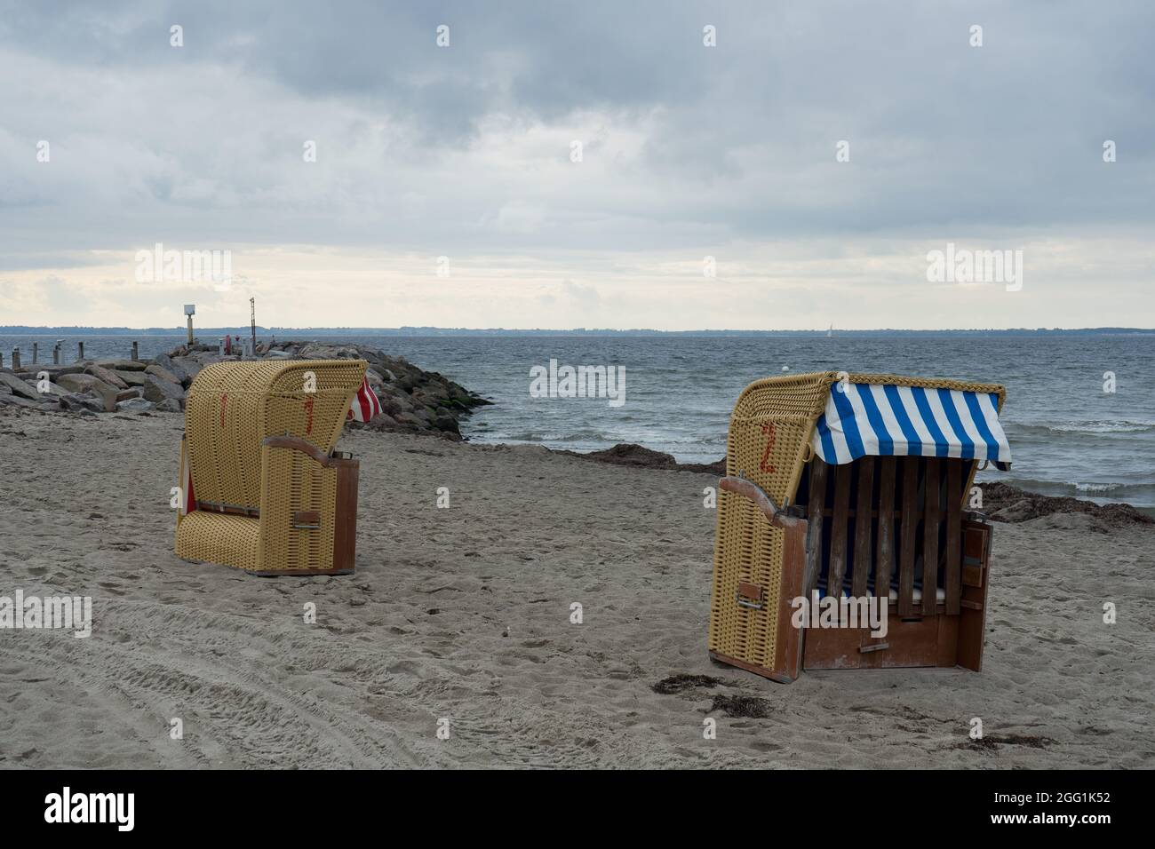 Chaise de plage près du village allemand Timmendorf Banque D'Images