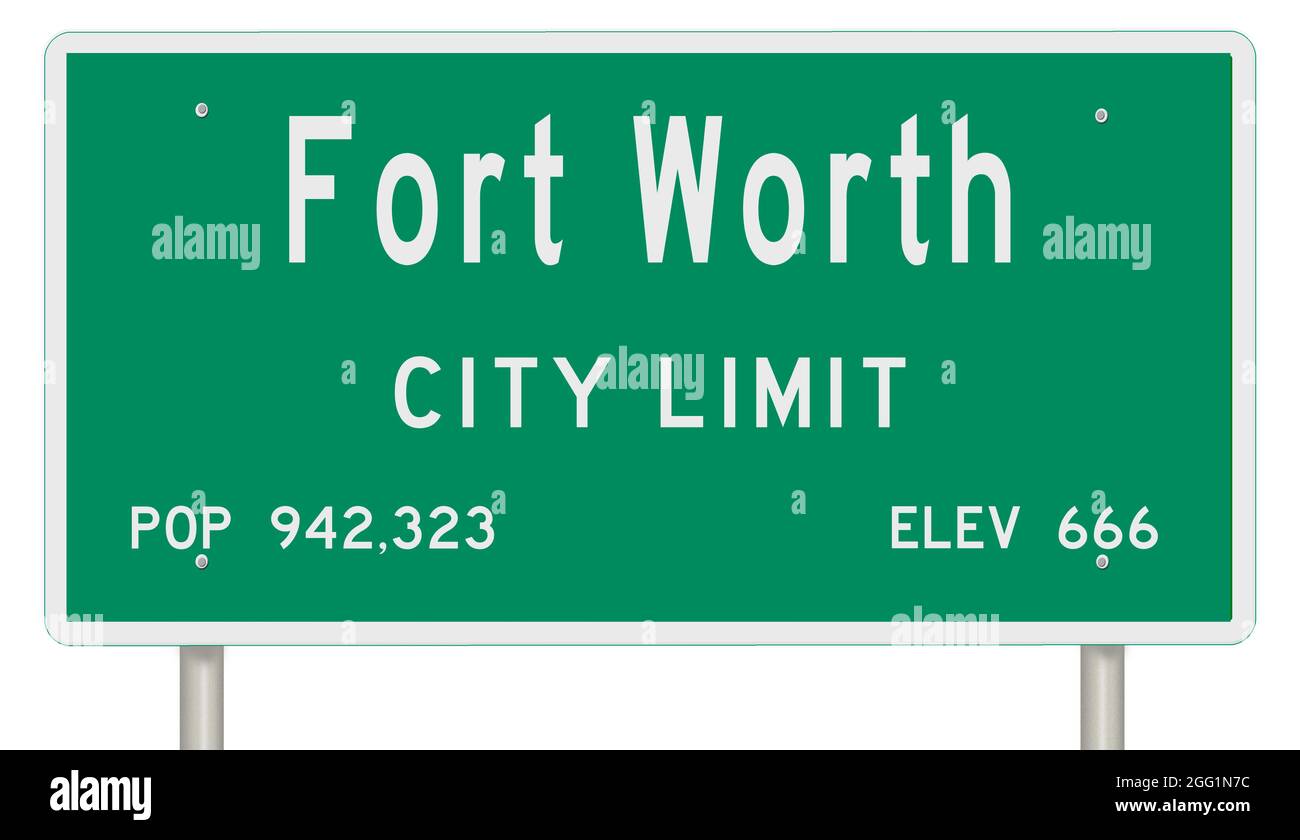 Affichage d'un panneau vert sur l'autoroute du Texas avec des informations sur la ville Banque D'Images