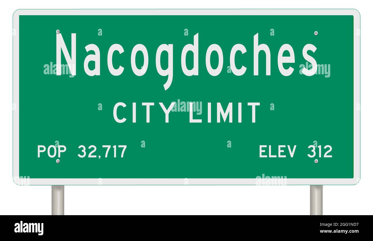 Affichage d'un panneau vert sur l'autoroute du Texas avec des informations sur la ville Banque D'Images