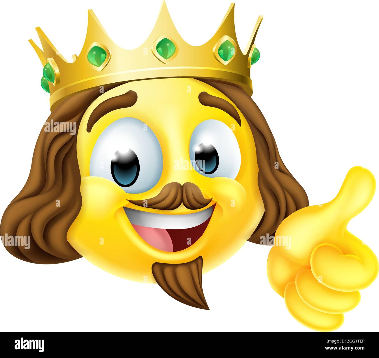 King Emoticon Emoji visage or Crown icône de dessin animé Illustration de Vecteur