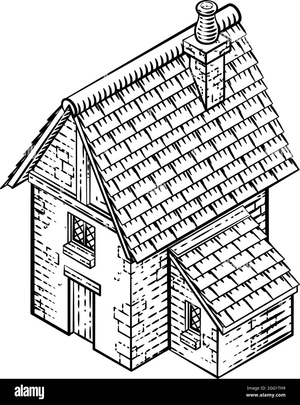 Carte du bâtiment médiéval icône Illustration ancienne Illustration de Vecteur