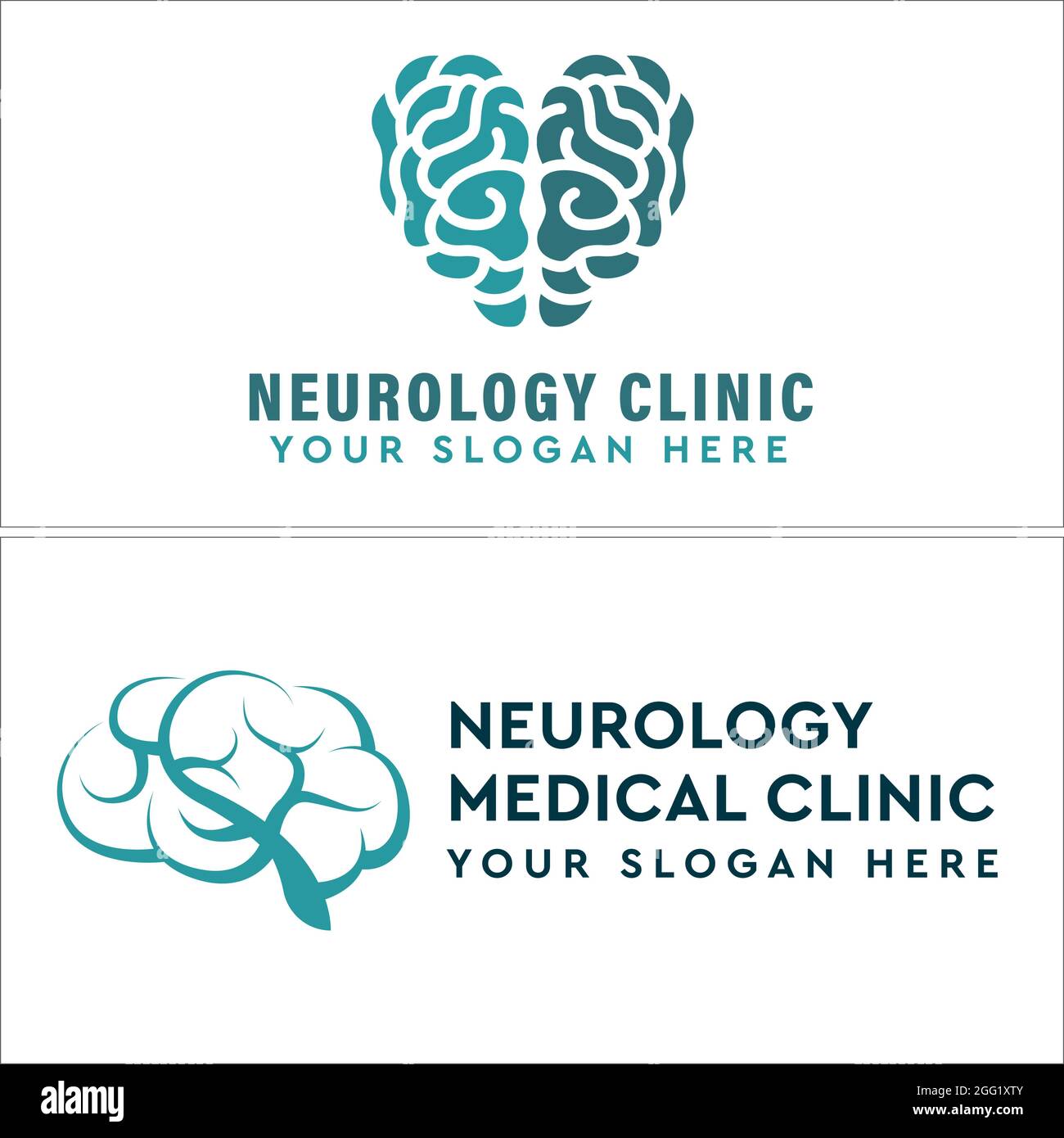 Clinique médicale de neurologie avec conception de logo vecteur de coeur de cerveau Illustration de Vecteur