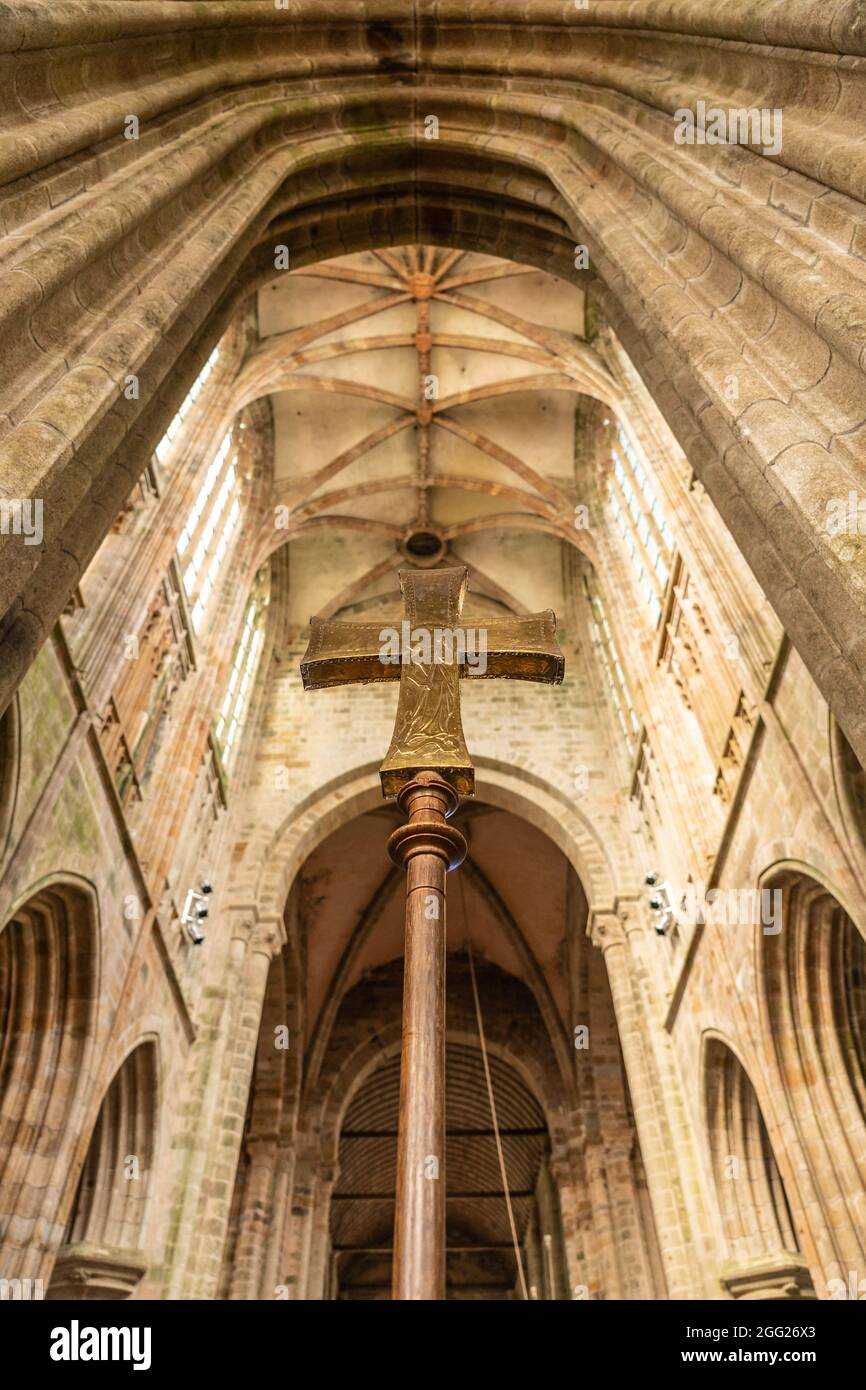 Intérieur de l'église abbatiale du Mont Saint-Michel, département de la Manche, région normande, France Banque D'Images