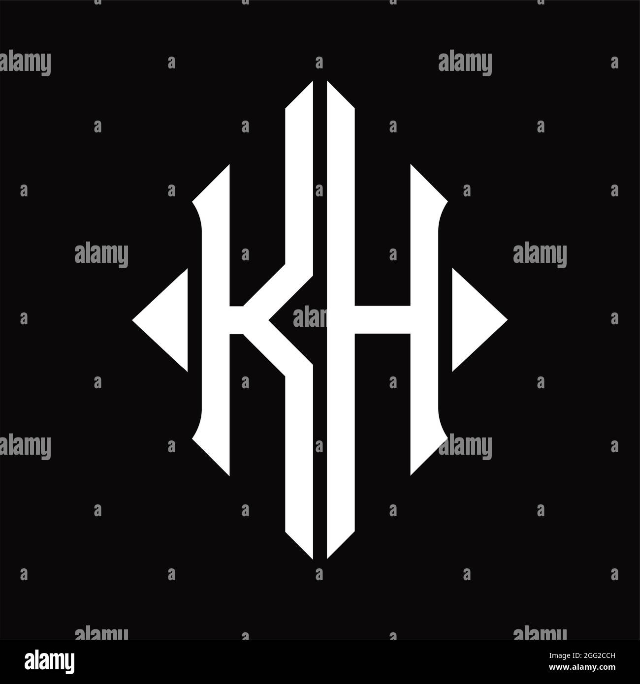 Logo KH monogramme avec contour de forme de bouclier modèle de conception isolé sur fond blanc Illustration de Vecteur