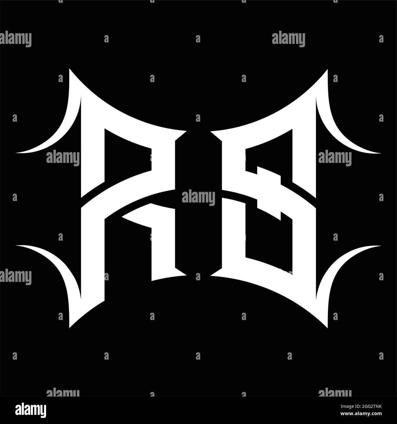 Monogramme logo RS avec modèle de fond noir de forme abstraite Illustration de Vecteur