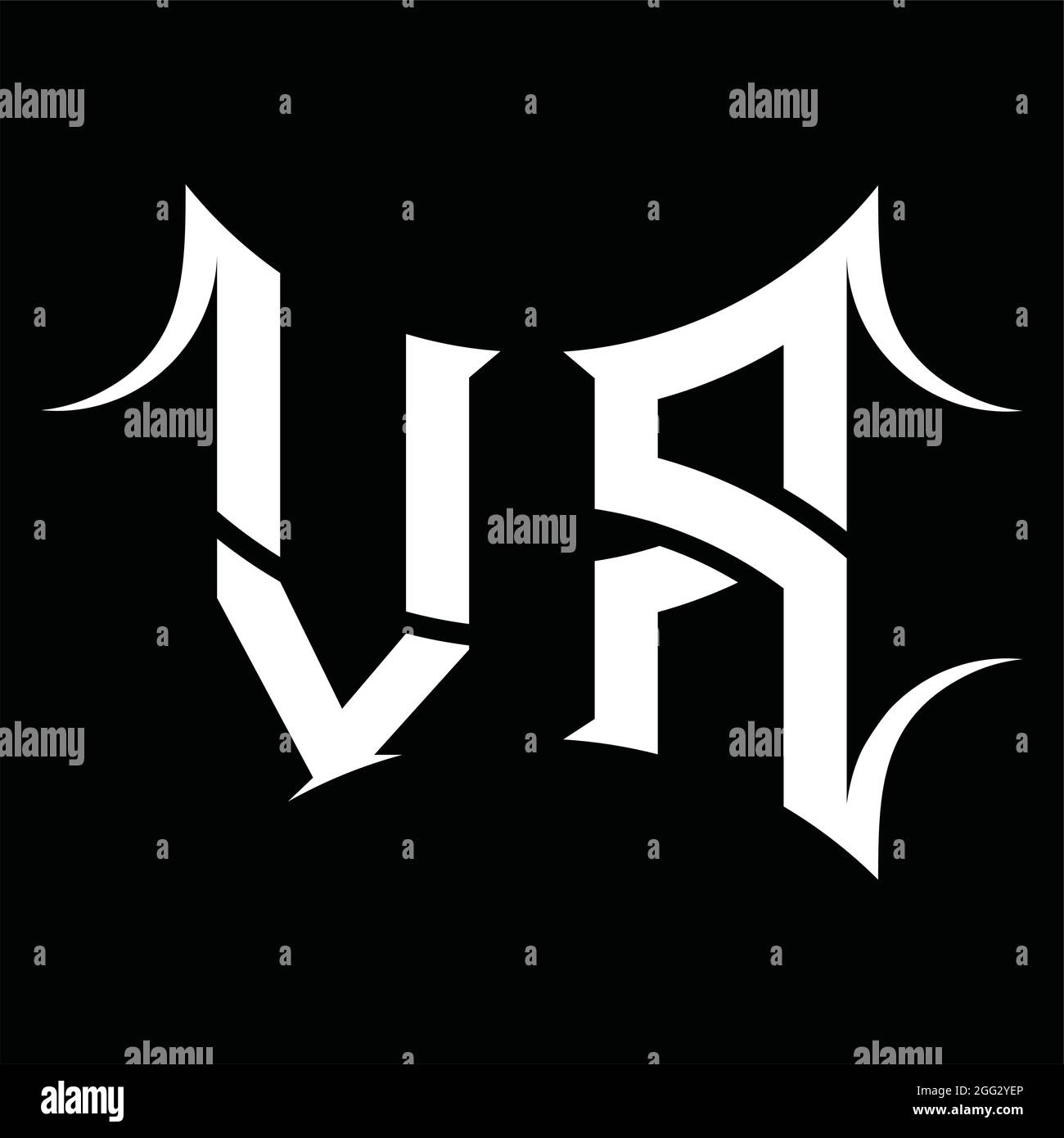 Logo VR monogramme avec modèle de fond noir de forme abstraite Illustration de Vecteur